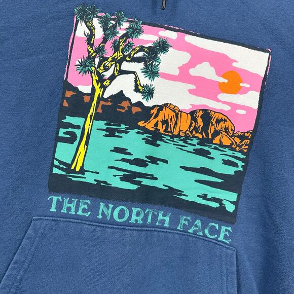 Men's Blue The North Face Sunset Beach Desert Graphic Hoodie Sweatshirt Sz M - Picture 3 of 7